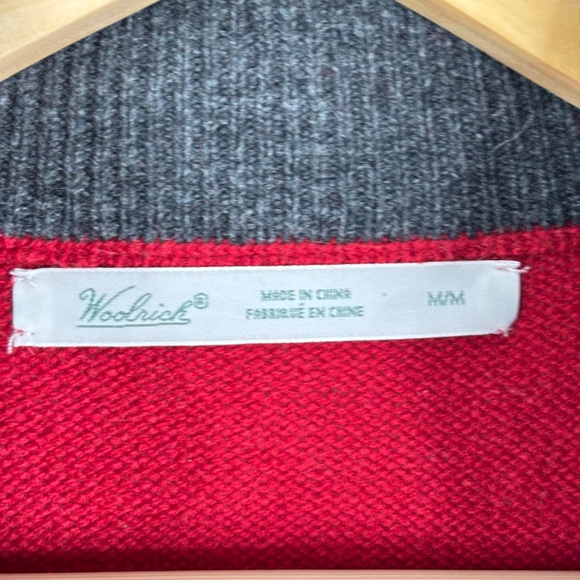 VTG Woolrich Christmas Sweater Vest M Red Zip Deer Fair Isle Holiday Nordic Ski - Picture 4 of 8